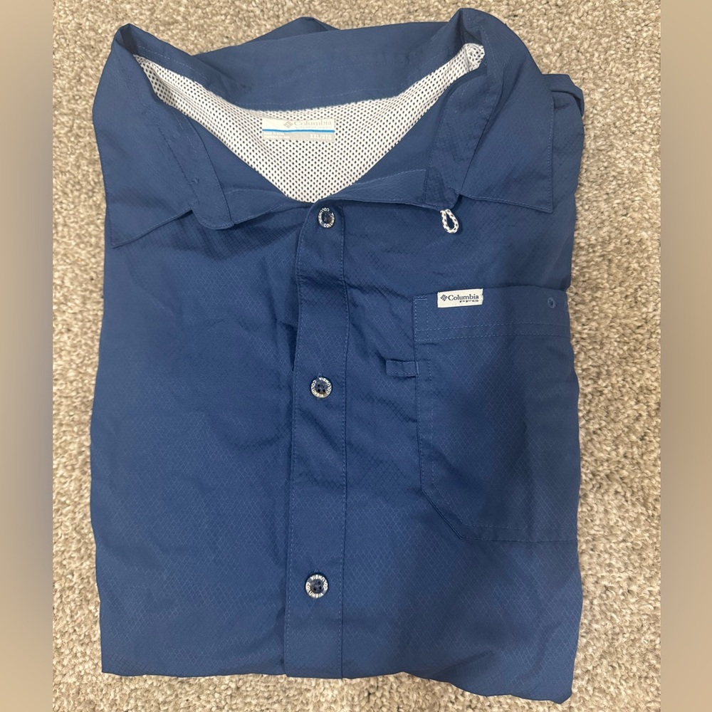 Columbia PFG Fishing Shirt Navy Blue